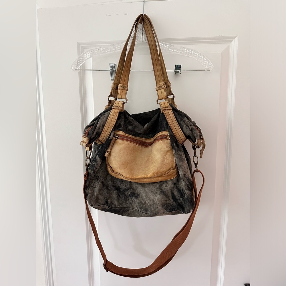 Anthropologie | Schuler & Sons denim and leather purse